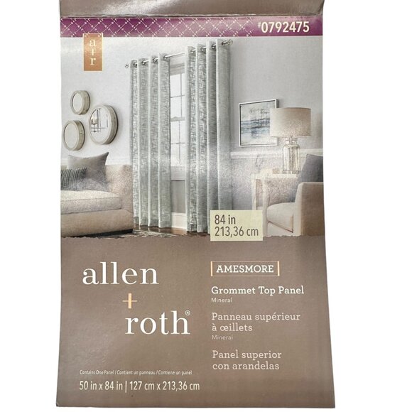 Allen+Roth Grommet Top Curtain Panel 50" X 84" Mineral Polyester Light Filtering - Picture 3 of 11